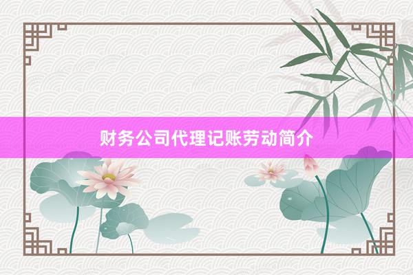 财务公司代理记账劳动简介