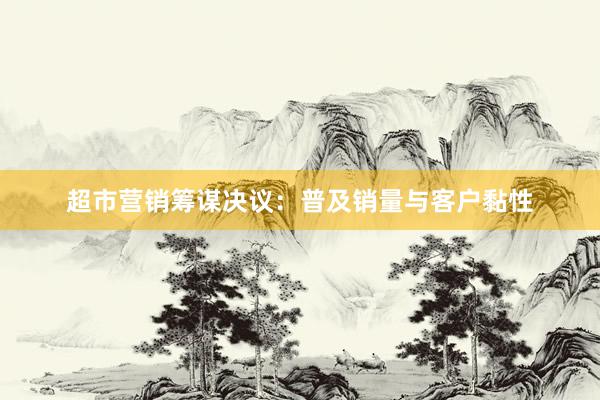 超市营销筹谋决议：普及销量与客户黏性
